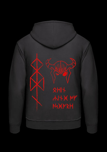 Zipped Hoodie | Odins Helmet | Rood design