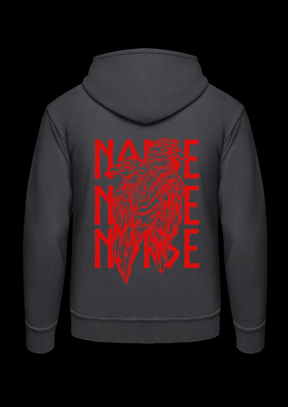 Zipped Hoodie | Odins Raven | Rood design